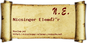 Nicsinger Elemér névjegykártya